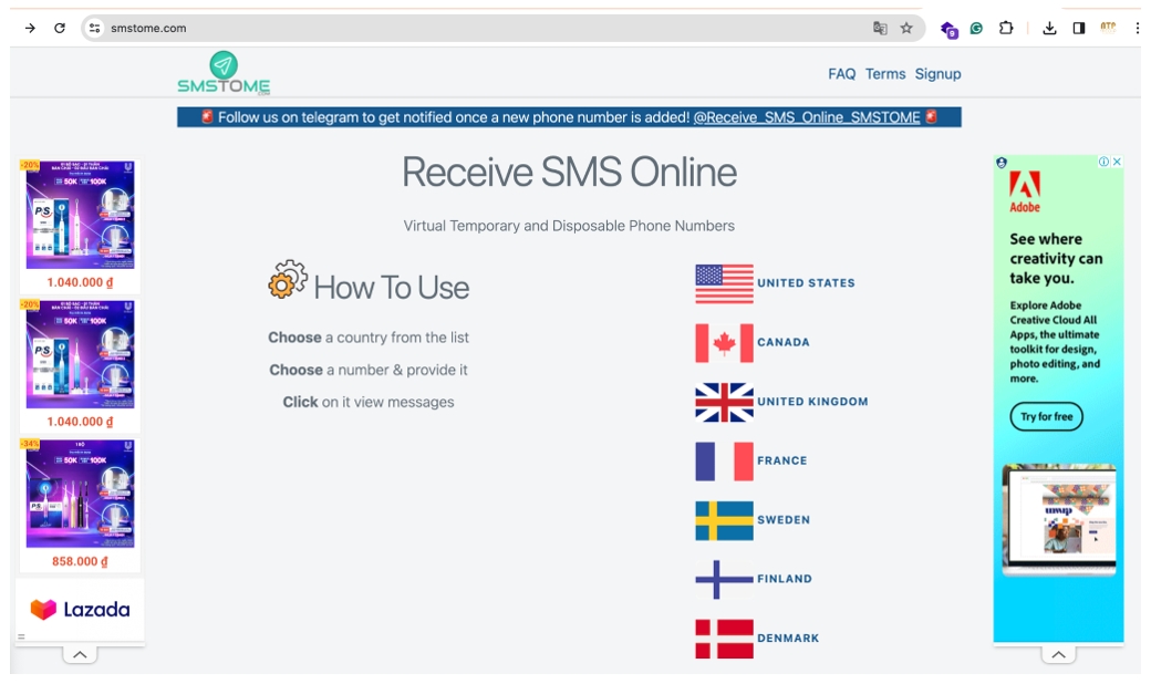 These services receive SMS online from anywhere in the world